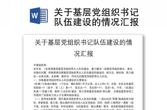 關于基層黨組織書記隊伍建設的情況匯報