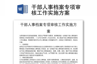 干部人事檔案專項審核工作實施方案