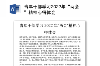 青年干部學(xué)習(xí)2022年“兩會(huì)”精神心得體會(huì)
