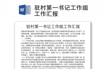 駐村第一書記工作組工作匯報