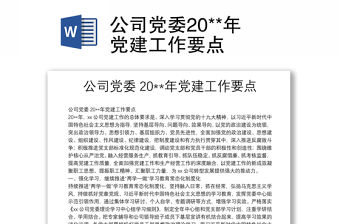公司黨委20**年黨建工作要點