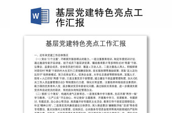 基層黨建特色亮點工作匯報