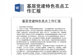 基層黨建特色亮點(diǎn)工作匯報(bào)