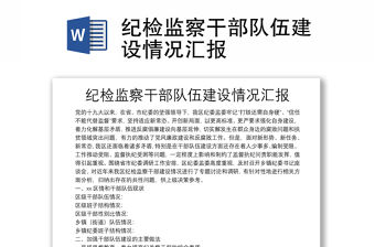 紀檢監察干部隊伍建設情況匯報