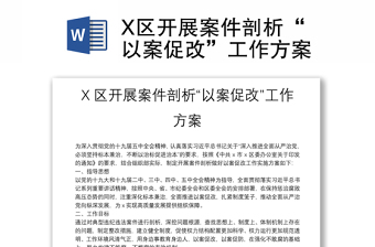 X區(qū)開展案件剖析“以案促改”工作方案