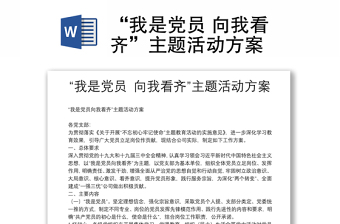 “我是黨員 向我看齊”主題活動(dòng)方案