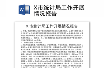 X市統(tǒng)計(jì)局工作開(kāi)展情況報(bào)告