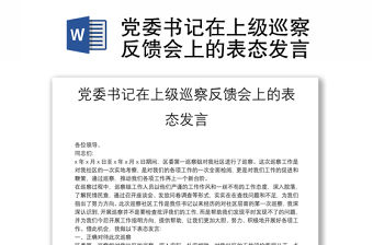 黨委書記在上級巡察反饋會上的表態發言