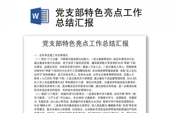 黨支部特色亮點(diǎn)工作總結(jié)匯報(bào)