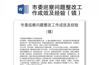 市委巡察問題整改工作成效及經驗（鎮）