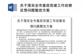 關(guān)于落實(shí)全市基層黨建工作巡察反饋問題整改方案