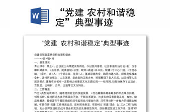 “黨建 農村和諧穩定”典型事跡