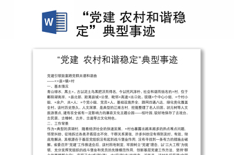 “黨建 農(nóng)村和諧穩(wěn)定”典型事跡