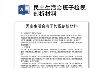 民主生活會班子檢視剖析材料
