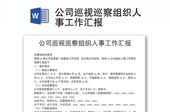公司巡視巡察組織人事工作匯報