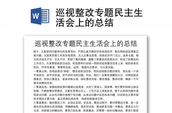 巡視整改專題民主生活會上的總結(jié)