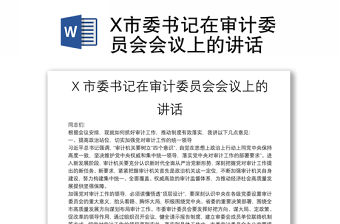 X市委書記在審計委員會會議上的講話