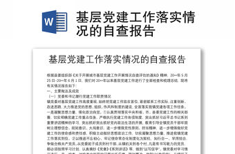 基層黨建工作落實情況的自查報告