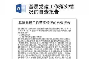 基層黨建工作落實(shí)情況的自查報(bào)告