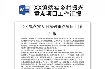 XX鎮落實鄉村振興重點項目工作匯報