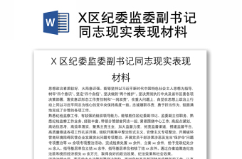 X區(qū)紀委監(jiān)委副書記同志現(xiàn)實表現(xiàn)材料