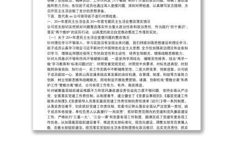 集團(tuán) 公司民主生活會(huì)班子對照檢查材料（整改落實(shí)情況+問題+分析+措施）