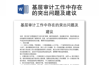 基層審計(jì)工作中存在的突出問題及建議