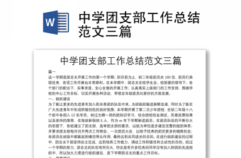 中學(xué)團(tuán)支部工作總結(jié)范文三篇