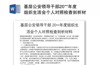 基層公安領(lǐng)導(dǎo)干部20**年度組織生活會(huì)個(gè)人對(duì)照檢查剖析材料