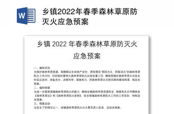 鄉鎮2022年春季森林草原防滅火應急預案