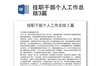 掛職干部個人工作總結3篇