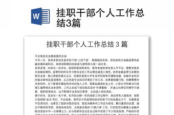 掛職干部個(gè)人工作總結(jié)3篇