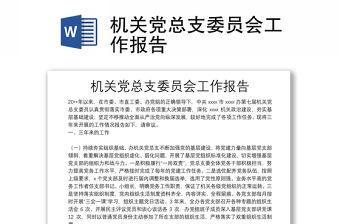 機關黨總支委員會工作報告