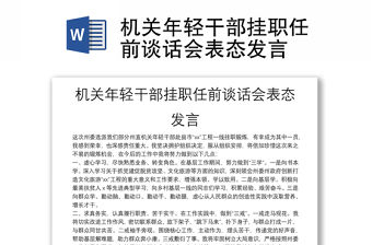 機關年輕干部掛職任前談話會表態發言