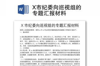 X市紀委向巡視組的專題匯報材料