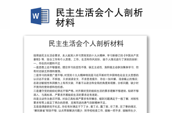 民主生活會個人剖析材料