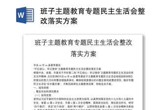 班子主题教育专题民主生活会整改落实方案