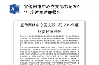 宣传网络中心党支部书记20**年度述责述廉报告