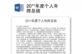 20**年度個(gè)人年終總結(jié)