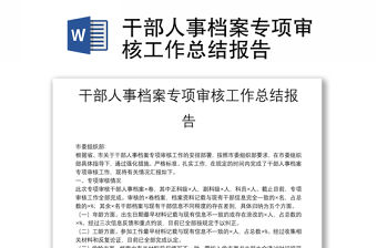 干部人事檔案專項審核工作總結報告