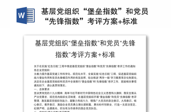 基層黨組織“堡壘指數(shù)”和黨員“先鋒指數(shù)”考評方案+標準