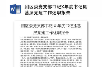 團區委黨支部書記X年度書記抓基層黨建工作述職報告