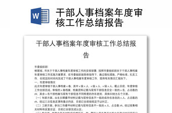 干部人事檔案年度審核工作總結報告