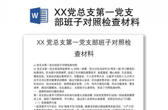 XX黨總支第一黨支部班子對照檢查材料