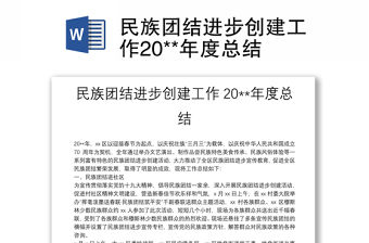 民族團結進步創建工作20**年度總結