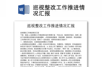 巡視整改工作推進情況匯報