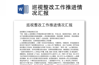 巡視整改工作推進(jìn)情況匯報