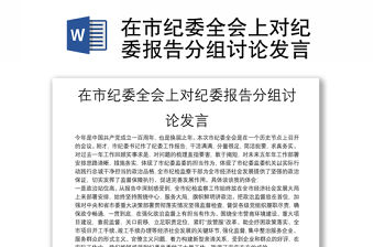 在市紀委全會上對紀委報告分組討論發言