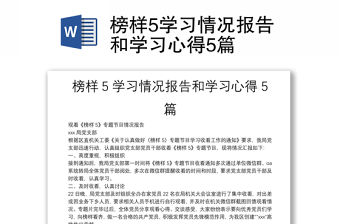 榜樣5學習情況報告和學習心得5篇