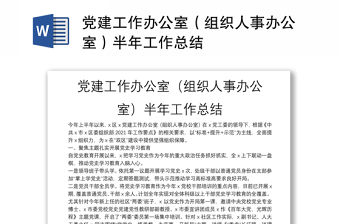 黨建工作辦公室（組織人事辦公室）半年工作總結(jié)